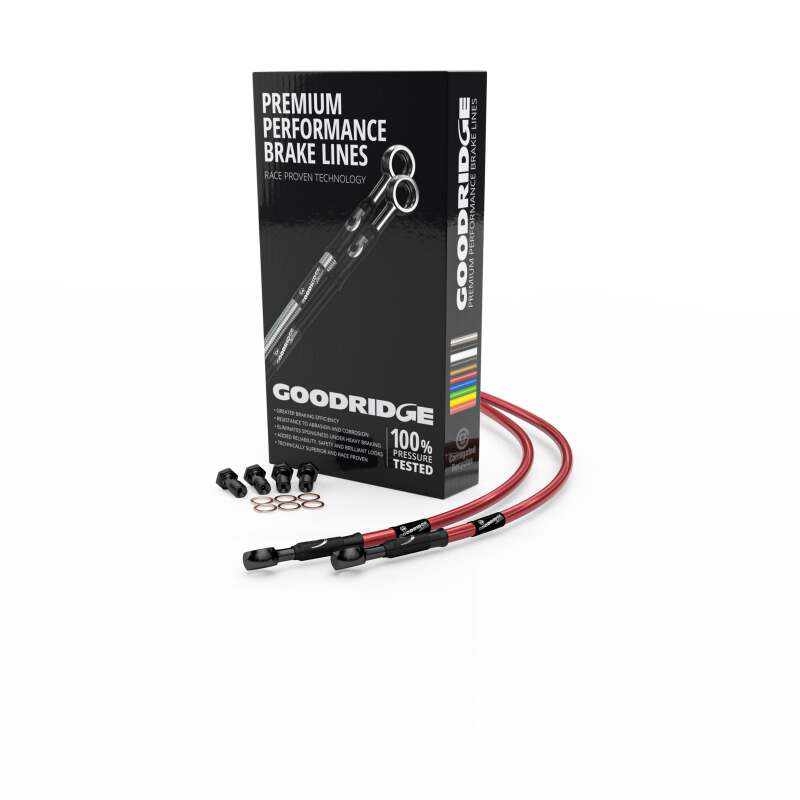 Goodridge 94-97 Aprilia RS250 Full Red Race Front SS Brake Lines w/Black Fittings Goodridge