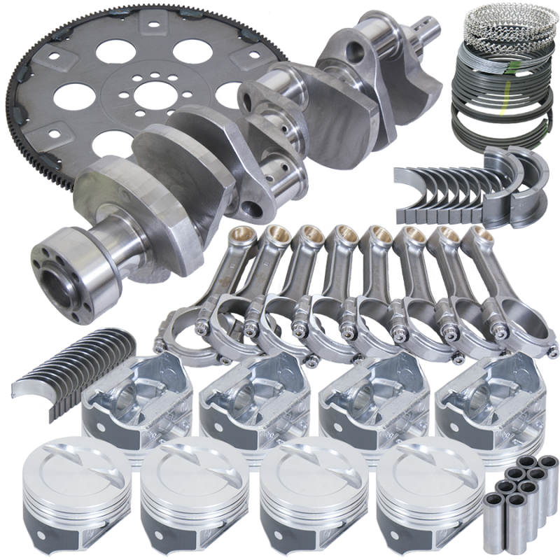 Eagle Chevy 350 1Pc 3.750in Crank 5.700in I-Beam Rod 4.040in Pistons Eagle 168 Tooth FP Bal Assembly