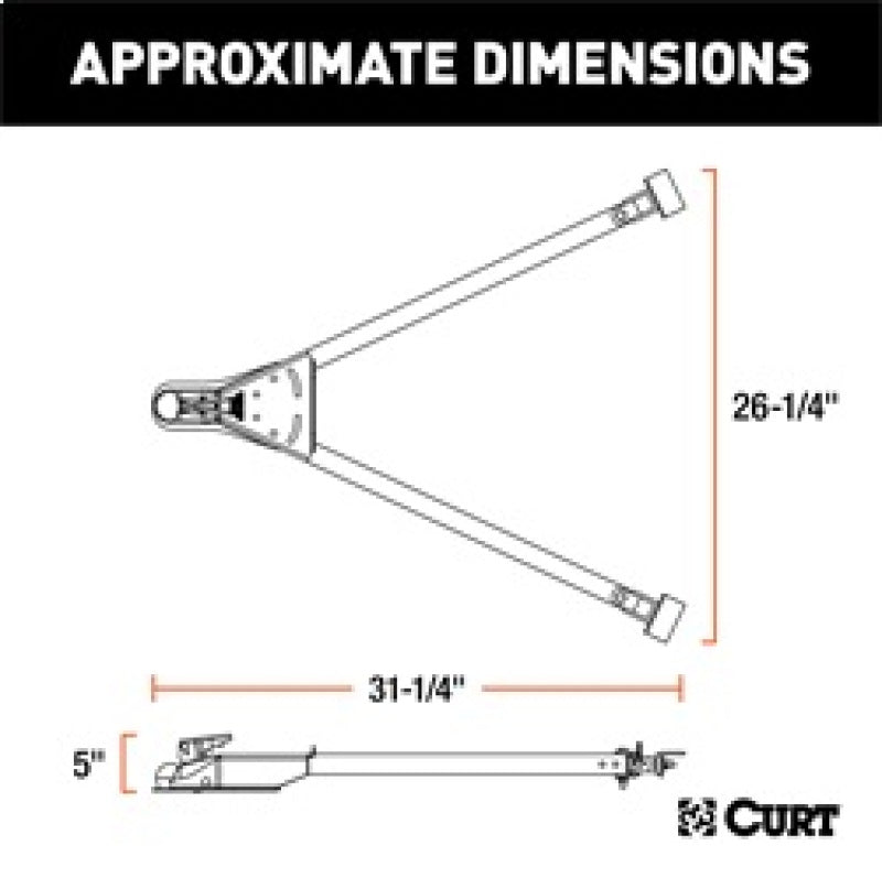 RockJock Curt Tow Bar with Adjustable Width Arms Car Mount 2in Ball 5000lbs RockJock