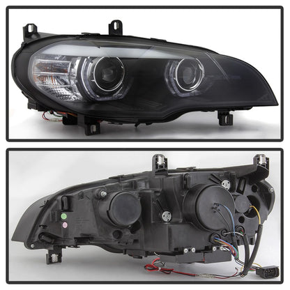 Spyder 07-10 BMW X5 E70 (HID Models Only) Projector Headlights - Black PRO-YD-BMWE7007-AFSHID-BK SPYDER