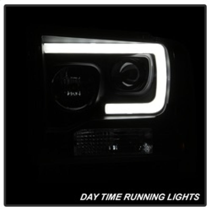 Spyder Ford F250/350/450 05-07 Projector Headlights - Light Bar DRL LED - Black PRO-YD-FS05V2-LB-BK SPYDER