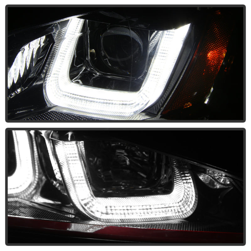 Spyder Volkswagen Golf VII 14-16 Projector Headlights DRL LED Red Stripe Blk PRO-YD-VG15-RED-DRL-BK SPYDER