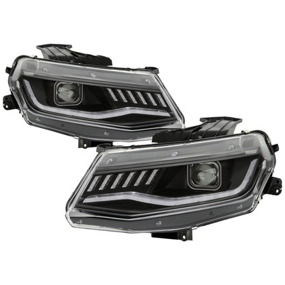 Spyder Chevy Camaro 16-18 HID Model Full LED Headlights Black PRO-YD-CCAM16HIDAP-SEQ-BK SPYDER
