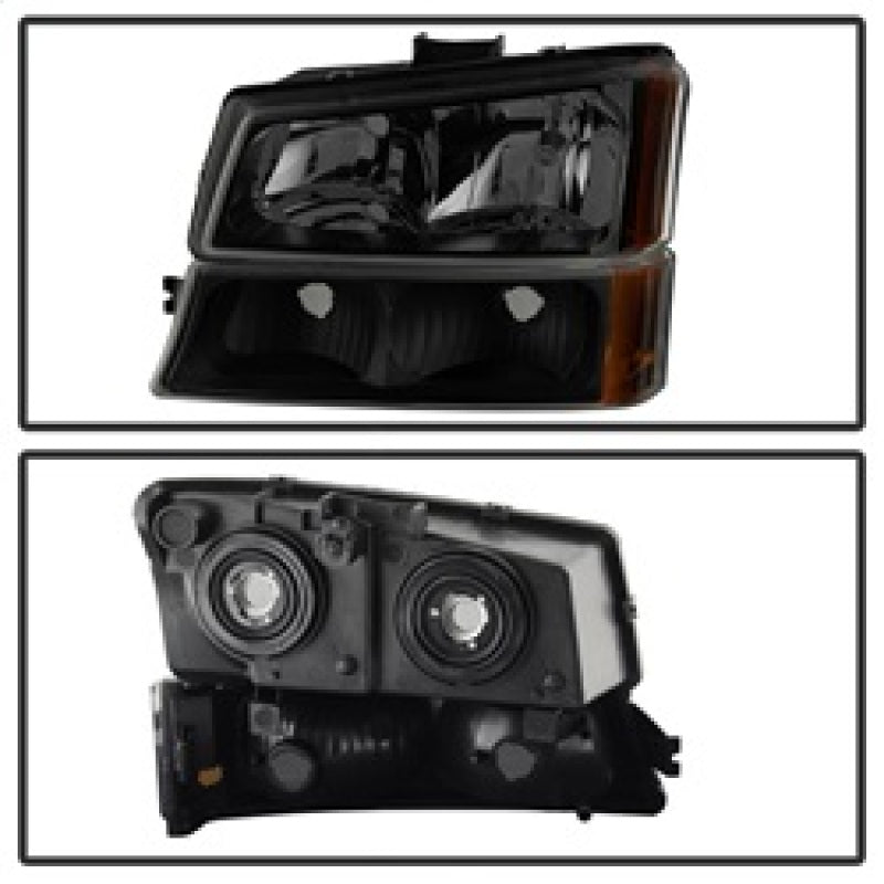 Xtune Chevy Silverado 2500HD 03-06 Crystal Headlights w/ Bumper Lights HD-JH-CSIL03-AM-BSM-SET SPYDER