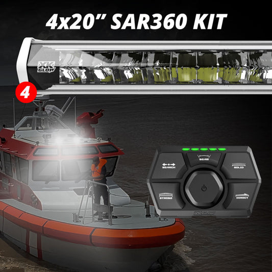XKGlow White (4) 20” SAR360 Light Bar Kit Emergency Search and Rescue Light System - Part XK-SAR360-1111W