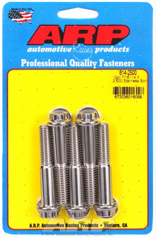 ARP 7/16 Inch -14 x 2.5 12pt Stainless Steel Bolts (5/pkg) 614-2500