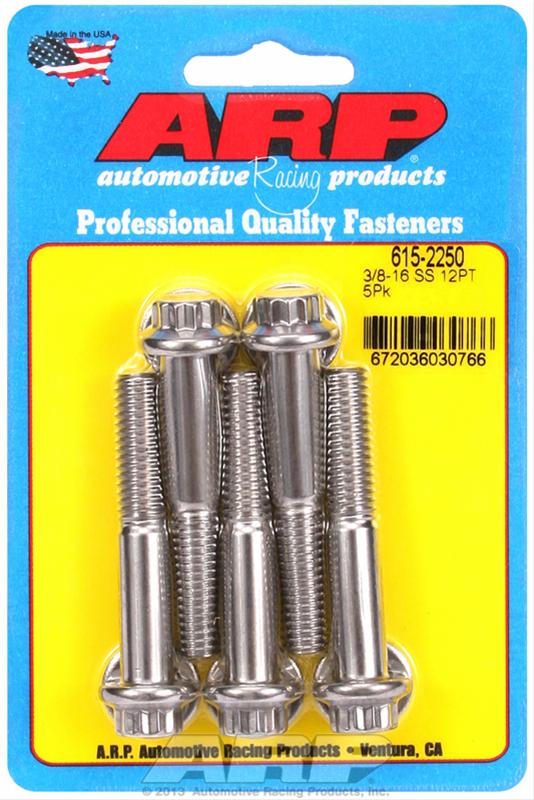 ARP 3/8 in.-16 RH Thread, 2.25 in 12 Point SS 300 Bolts - Set of 5