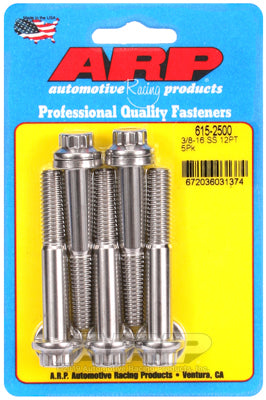 ARP 3/8 in.-16 RH Thread, 2.50 in 12 Point SS 300 Bolts - Set of 5