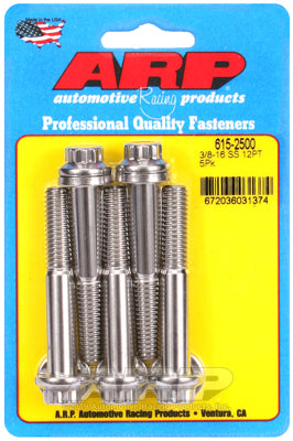 ARP 3/8 in.-16 RH Thread, 2.50 in 12 Point SS 300 Bolts - Set of 5