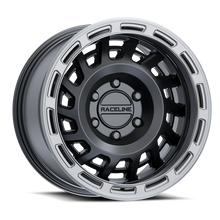 Load image into Gallery viewer, Raceline 957BS Halo 18x9in / 6x139.7 BP / 18mm Offset / 106.1mm Bore - Black &amp; Silver Lip Wheel