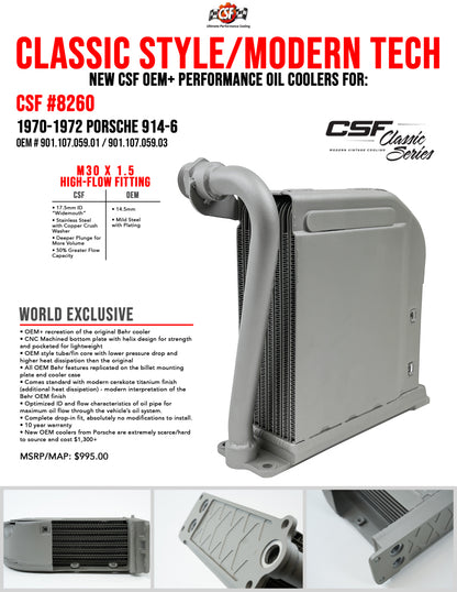 CSF 70-72 Porsche 914.6 / 70-76 Porsche 914 w/ Flat 6 Conversion Engine Oil Cooler CSF