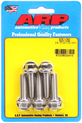 ARP 3/8 in.-16 RH Thread, 1.250 in Hex Head SS 300 Bolts - Set of 5