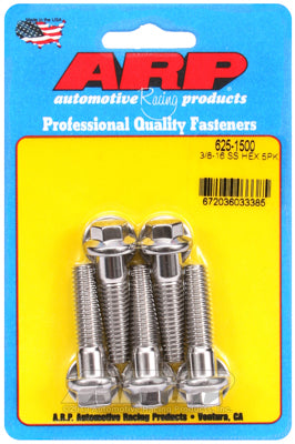 ARP 3/8 in.-16 RH Thread, 1.500 in Hex Head SS 300 Bolts - Set of 5