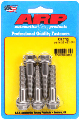 ARP 3/8-16 in. Thread, 1.75 in Hex Head SS Bolts - Set of 5