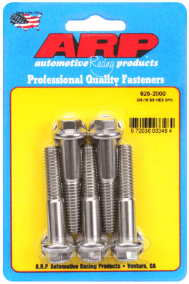 ARP 3/8 in.-16 RH Thread, 2.000 in Hex Head Bolts - Set of 5