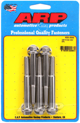 ARP 3/8 in.-16 RH Thread, 3.000 in Hex Head Bolts - Set of 5