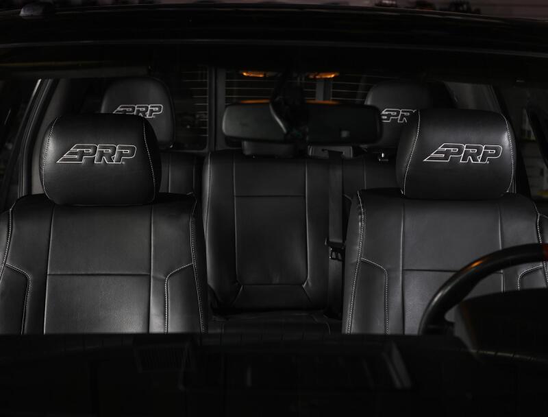 PRP 12-14 Ford Raptor Front Seat Covers (Pair) - Black w Silver Stitch B068-06