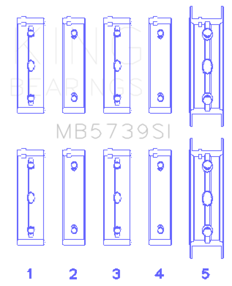 King Subaru EJ20/EJ22/EJ25 .002 Oversized Bi-Metal Silicon Aluminum Main Bearing Set King Engine Bearings