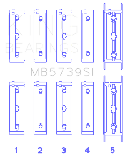 King Subaru EJ20/EJ22/EJ25 .002 Oversized Bi-Metal Silicon Aluminum Main Bearing Set King Engine Bearings