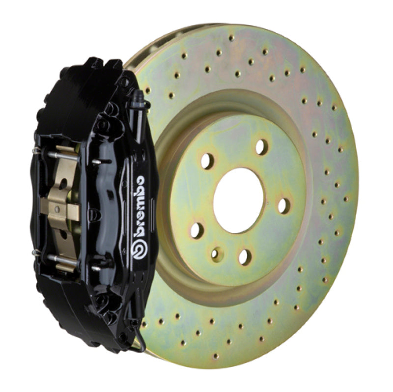 Brembo 82-89 6-Series Front GT BBK 4 Piston Cast 2pc 332x32 1pc Rotor Drilled-Black Brembo