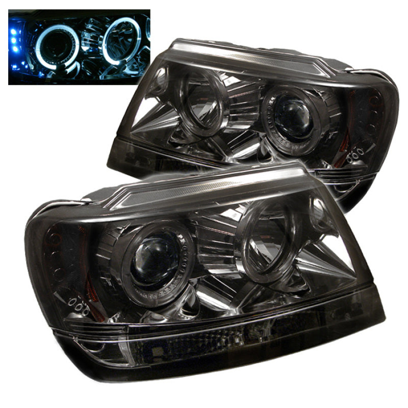 Spyder Jeep Grand Cherokee 99-04 Projector Headlights LED Halo LED Smke - PRO-YD-JGC99-HL-SMC SPYDER