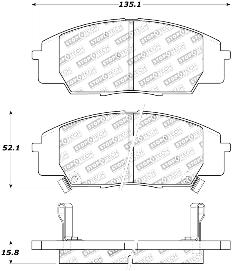 StopTech Premium Ceramic Front Brake Pads - 308.08290