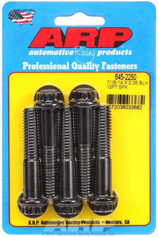 ARP 7/16 Inch -14 x 2.250 12pt 1/2 Wrenching Black Oxide Bolts (5/pkg) 645-2250