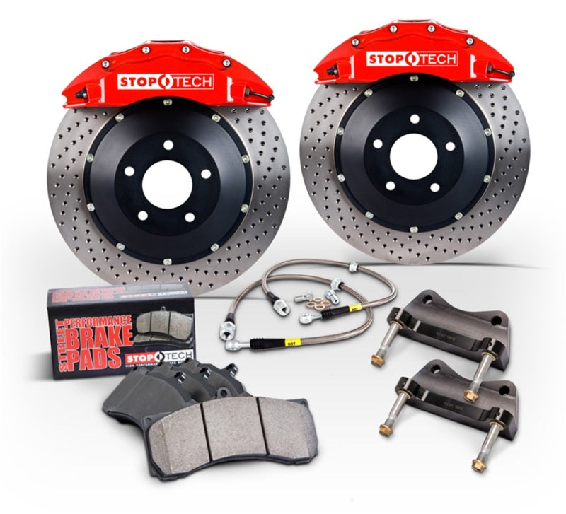 StopTech 15 Audi S3 / 15 Volkswagen Golf R Front BBK w/ Black ST-40 Caliper Slotted 355X32 2pc Rotor Stoptech