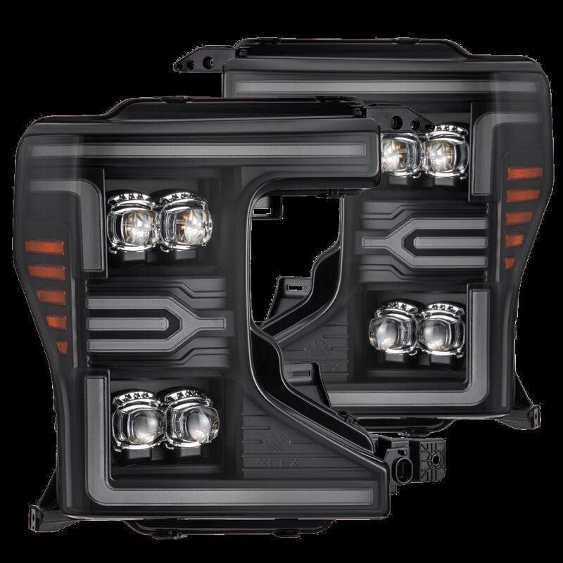 AlphaRex 880338 20-22 Ford F-250/350/450 SD NOVA-Series LED Proj Headlights Bk w/Actv Light SeqSig & SBDRL