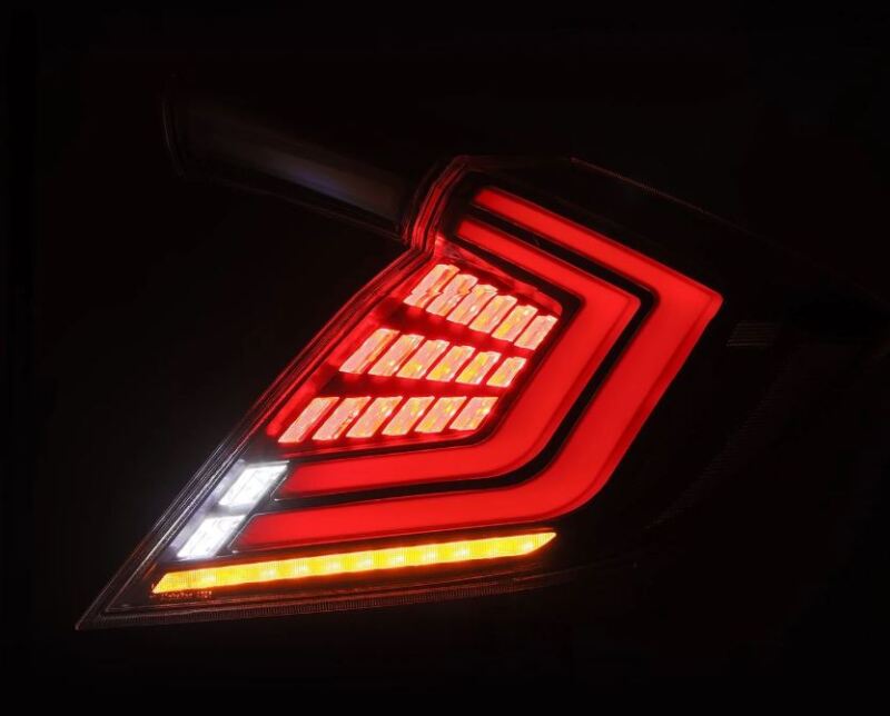 AlphaRex 676020 16-21 Honda Civic Hatchback / Type-R FK8 Nova-Series LED Tail Lights (Pair) - Black