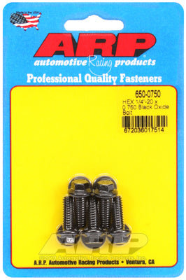 ARP 1/4-20 x 0.750 Hex Black Oxide Bolts ARP