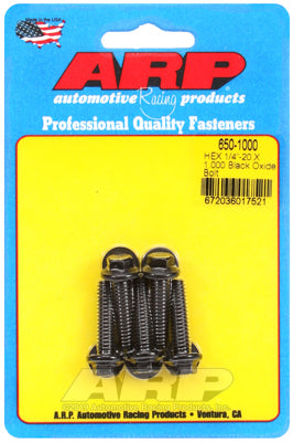 ARP 1/4-20 X 1.000 Hex Black Oxide Bolts ARP