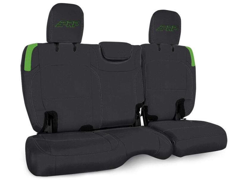PRP Jeep Wrangler JL Rear Bench CoversU - 4 door with no armrest - Black/Green B043-06