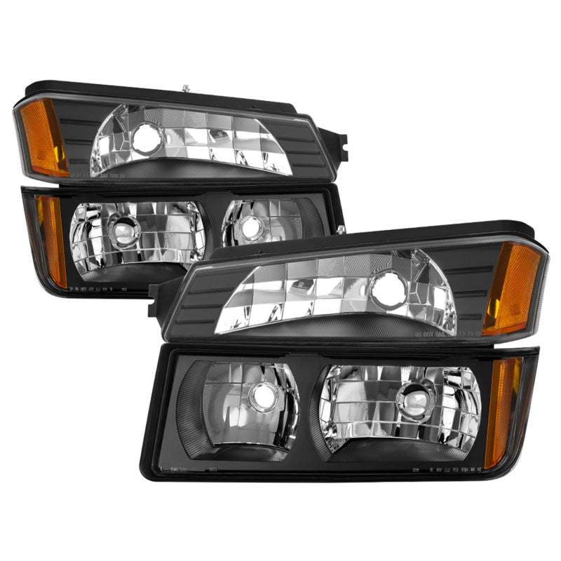 xTune 02-06 Chevy Avalanche w/Cladding OEM Bumper Light & Headlights - (BLACK) (HD-JH-CAVA02-SET-BK) SPYDER