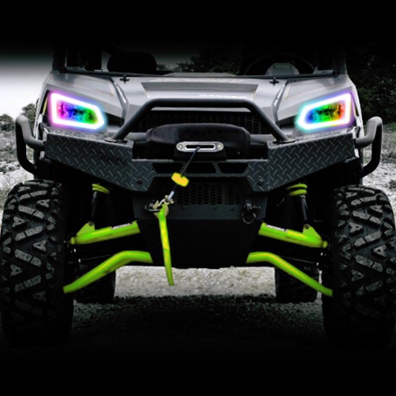 Oracle 14-19 Polaris Ranger 570/900/1000 Dynamic RGB+W Headlight Halo Kit - ColorSHIFT - Dynamic