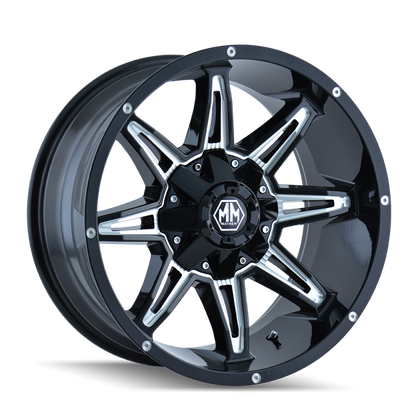 Mayhem 8090 Rampage 20x9 / 8x165.1 BP / 18mm Offset / 130.8mm Hub Gloss Black Milled Wheel
