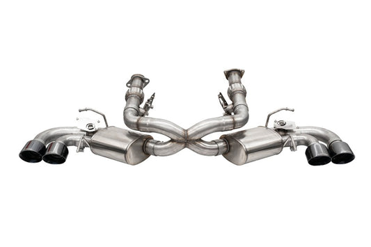 Corsa 2020 Corvette C8 3in Valved Cat-Back 4.5in Blk Quad Tips Fits Factory Perf Exhaust Deletes AFM CORSA Performance