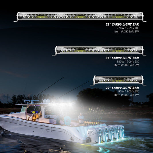 XKGlow 20” White Housing SAR Light Bar - Emergency Search and Rescue Light - Part XK-SAR-1W