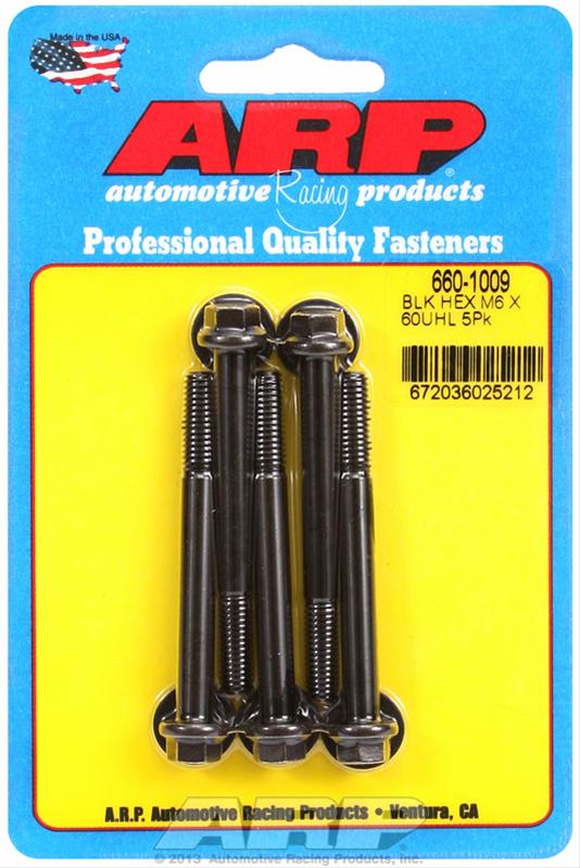 ARP M6 X 1.00 X 80 Hex Black Oxide Bolts - 5pk