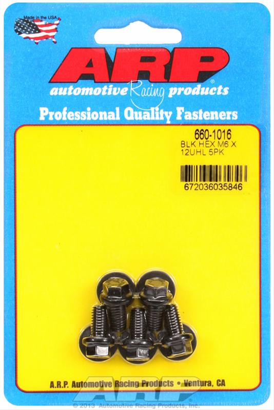 ARP M6 x 1.00 x 12  Hex Black Oxide Bolts (5/pkg)