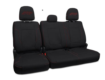 PRP 12-14 Ford Raptor Rear Bench Seat Covers - Black w/ Red Stitch B070-01