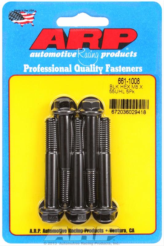 ARP M8 x 1.25 x 55 Hex Black Oxide Bolts (5/pkg) - 661-1008
