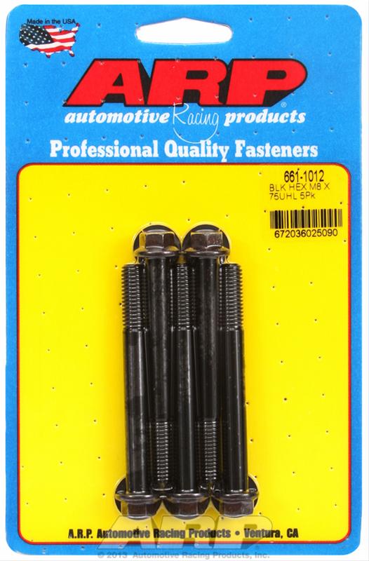 ARP M8 x 1.25 x 75 Hex Black Oxide Bolts (5/pkg)