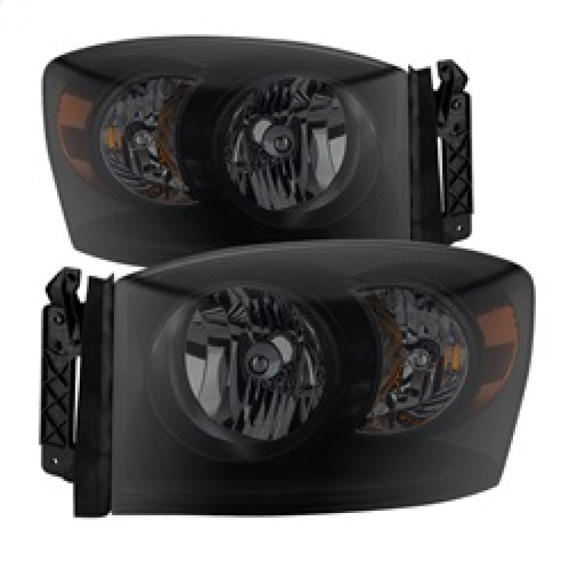 Xtune Dodge Ram 1500 06-08 Amber Crystal Headlights Black Smoked HD-JH-DR06-AM-BSM SPYDER