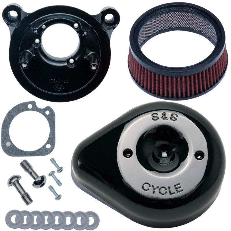 S&S Cycle 84-99 BT w/ Super E/G Carb Stealth Air Cleaner Kit w/ Gloss Black S&S Teardrop - 170-0769