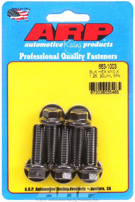 ARP M10  x 1.25 x 30 Hex Black Oxide Bolts (5/pkg) 663-1003