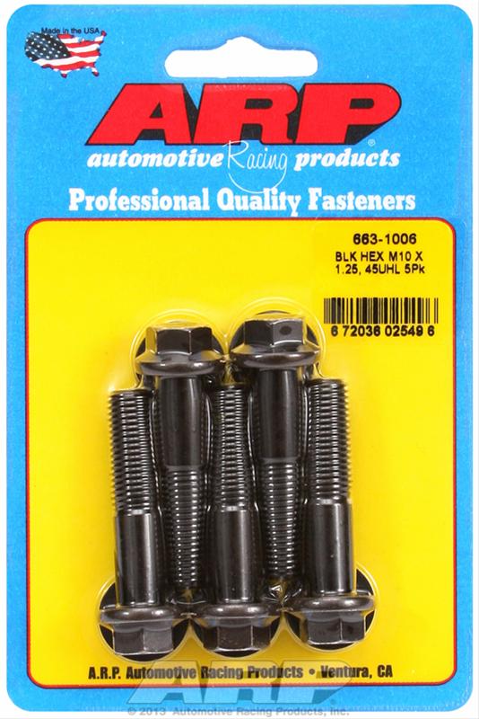 ARP M10  x 1.25 x 45 Hex Black Oxide Bolts (5/pkg)