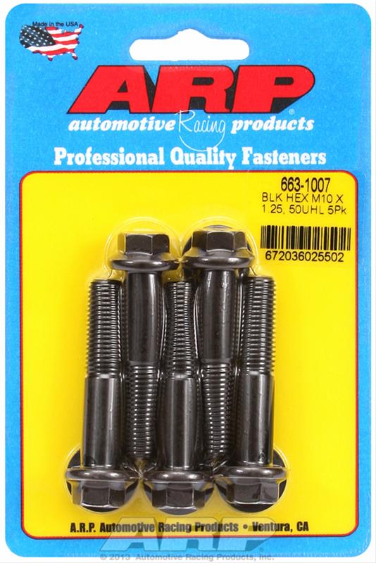 ARP M10 x 1.25 x 50 Hex Black Oxide Bolts (5/pkg)