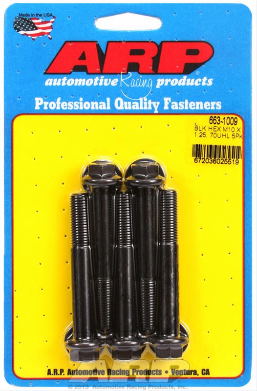 ARP M10 x 1.25 x 70 Hex Black Oxide Bolts (5/pkg)