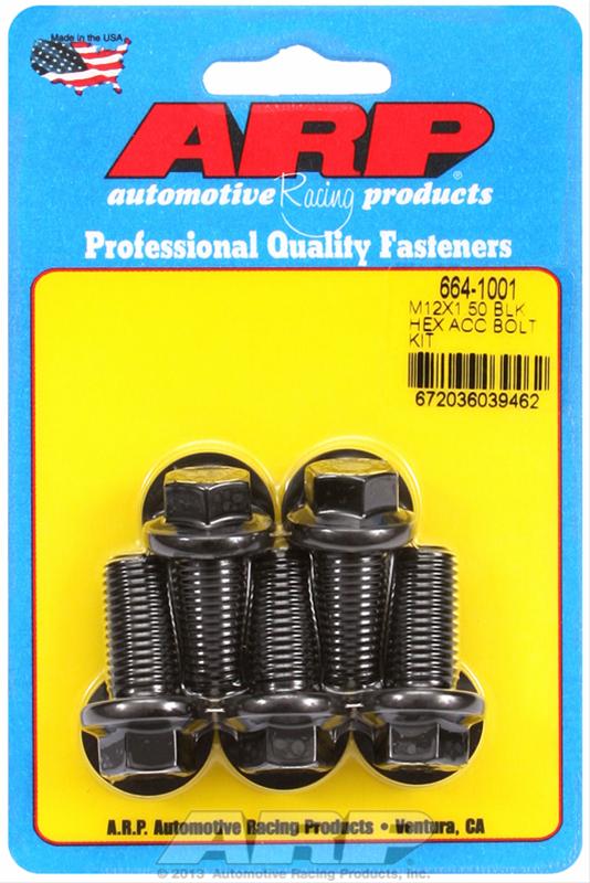 ARP M12 x 1.50 x 25 Hex Black Oxide Bolts (5/pkg)